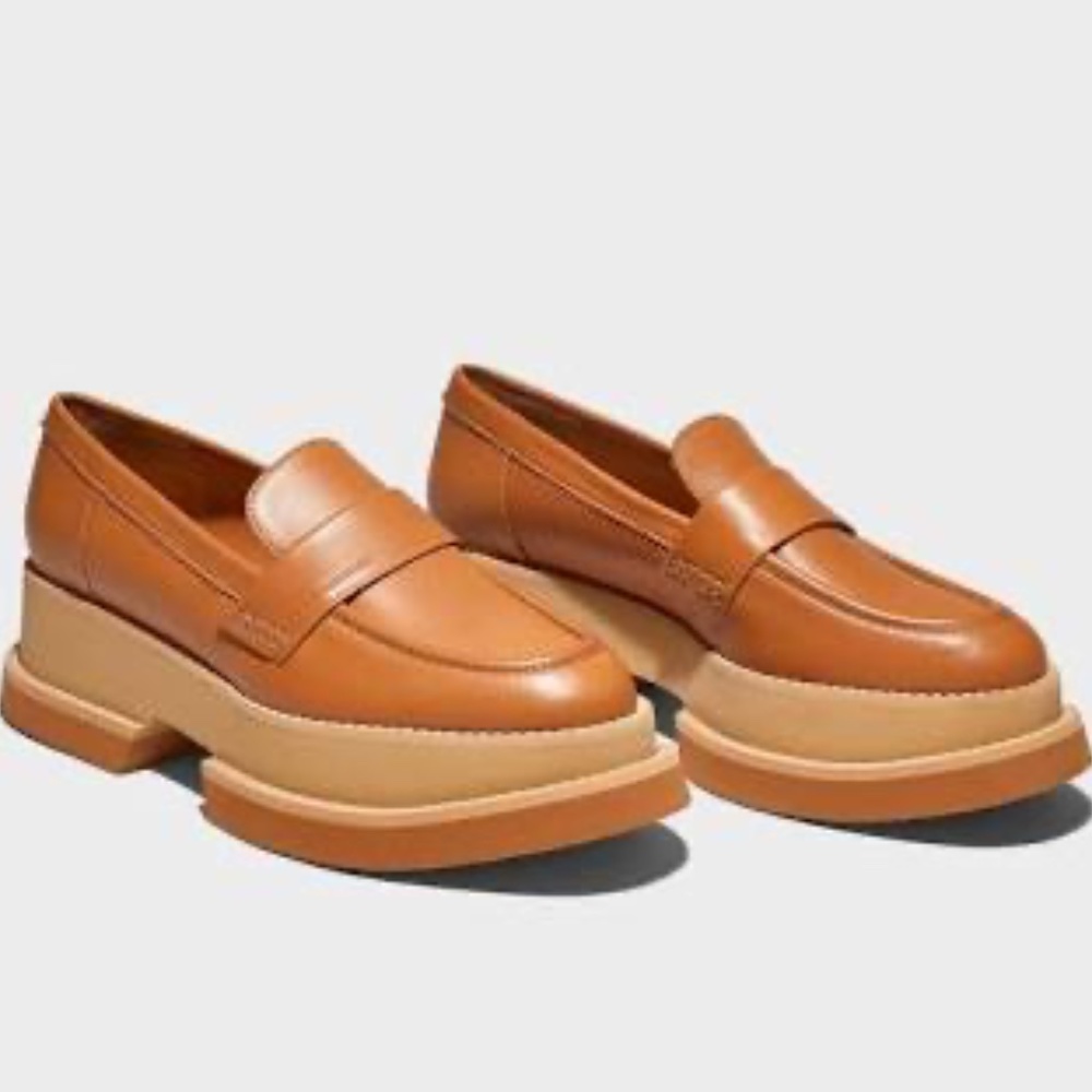 Clergerie Banel platform tan leather loafer size 39.5